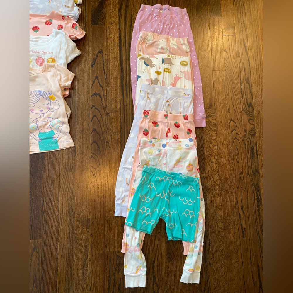 LOT- 7 pairs cotton pajama sets girl size 4T (14pcs total) sleepwear USED pjs - Picture 15 of 16